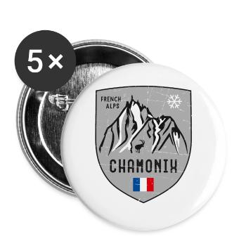 Chamonix Aiguille du Midi Frankreich Wappen - Buttons groß 56 mm (5er Pack) - Weiß - Vorne