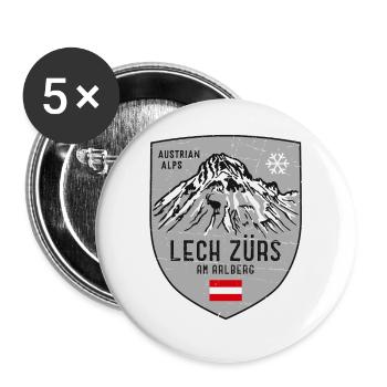 Lech Zürs Omeshorn Österreich Wappen - Buttons groß 56 mm (5er Pack) - Weiß - Vorne
