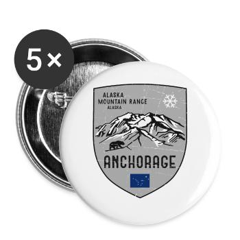 Alaska St. Elias USA Coat of Arms - Buttons large 2.2''/56 mm (5-pack) - white - Front