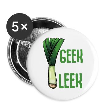 LeekGeek : J’aime les poireaux - Lot de 5 grands badges (56 mm) - blanc - Devant