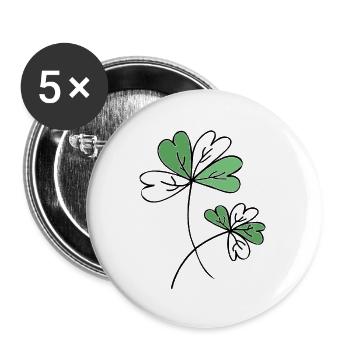 Trèfle / Chance / Proverbes / Tendance / cool - Lot de 5 grands badges (56 mm) - blanc - Devant