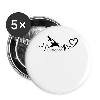Usedom - Herzschlag - Buttons groß 56 mm (5er Pack) - Weiß - Vorne