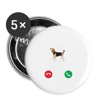 Beagle puppy dog gift idea - Buttons large 2.2''/56 mm (5-pack) - white - Front