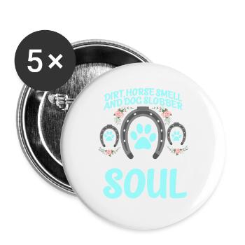 Dirt Horse Odeur Et Chien Chien Slobber Chien Chiens - Lot de 5 grands badges (56 mm) - blanc - Devant