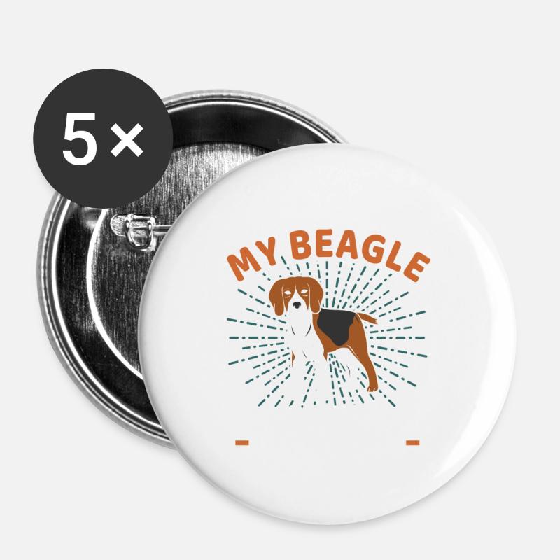 beagle - Buttons large 2.2''/56 mm (5-pack) - white