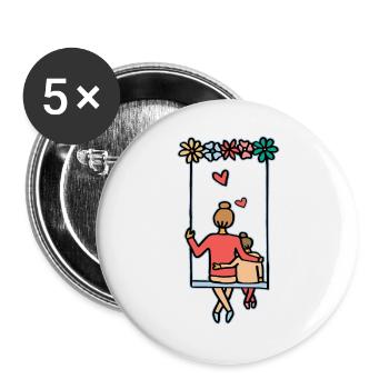Liebe und Geborgenheit Mutter und Tochter - Buttons groß 56 mm (5er Pack) - Weiß - Vorne