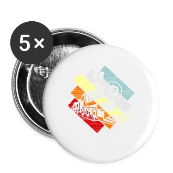 Zug Züge Modeleisenbahn Eisenbahn Geschenk - Buttons groß 56 mm (5er Pack) - Weiß - Vorne