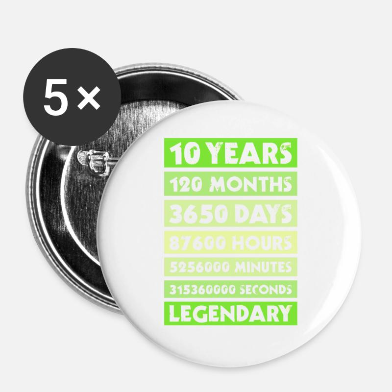 10 ans d’anniversaire de l’entreprise-adhésion - Lot de 5 grands badges (56 mm) - blanc