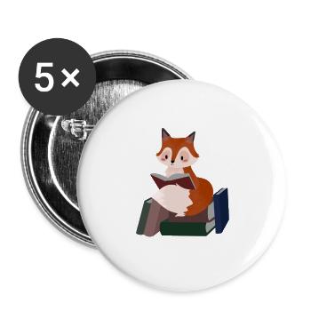 Fox lecture livres livre livre cadeau - Lot de 5 grands badges (56 mm) - blanc - Devant