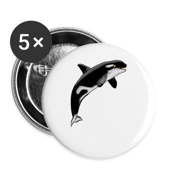 Orque épaulard espèces de baleines mammifères marins - Lot de 5 grands badges (56 mm) - blanc - Devant