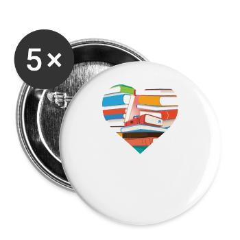 Buch - Buttons groß 56 mm (5er Pack) - Weiß - Vorne