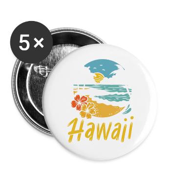 Été de surf à Hawaï - Lot de 5 grands badges (56 mm) - blanc - Devant