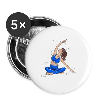 Sexy Fitness Frau Stretching Yoga Pilates - Buttons groß 56 mm (5er Pack) - Weiß - Vorne
