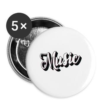 Music - Buttons groß 56 mm (5er Pack) - Weiß - Vorne