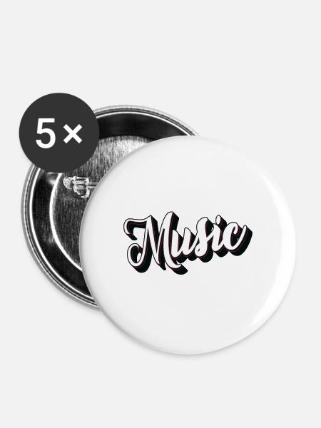 Music - Buttons groß 56 mm (5er Pack) - Weiß