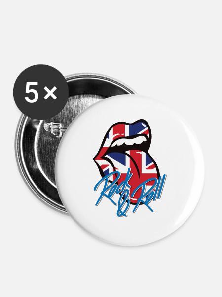 Rock and Roll - Buttons groß 56 mm (5er Pack) - Weiß