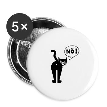 Statement Katze Nö! - Lustiges Kein Bock Geschenk - Buttons groß 56 mm (5er Pack) - Weiß - Vorne