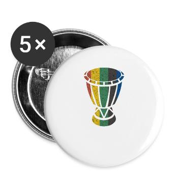 Djembe Bongos Junkies Tambour Africain - Lot de 5 grands badges (56 mm) - blanc - Devant