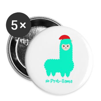 Christmas Llama Alpaca No Probllama - Buttons large 2.2''/56 mm (5-pack) - white - Front