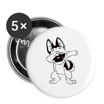 Dabbing German Shepherd - Buttons large 2.2''/56 mm (5-pack) - white - Front