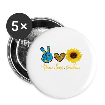 peace love sunshine hippie floral motif ladies hippy - Buttons large 2.2''/56 mm (5-pack) - white - Front