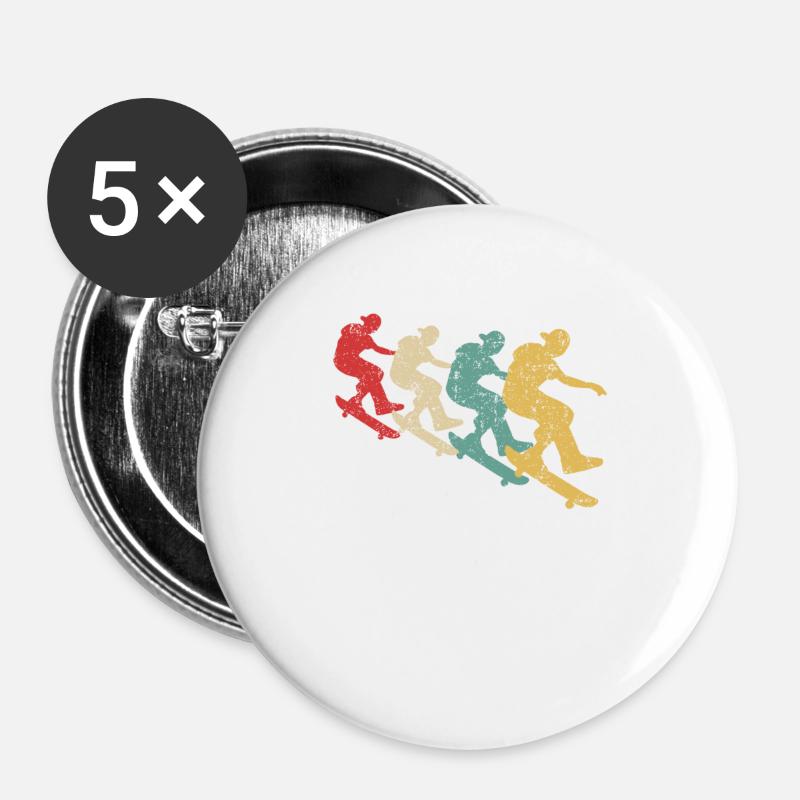 Skateboarding Skateboarder Skateboard Retro - Buttons large 2.2''/56 mm (5-pack) - white