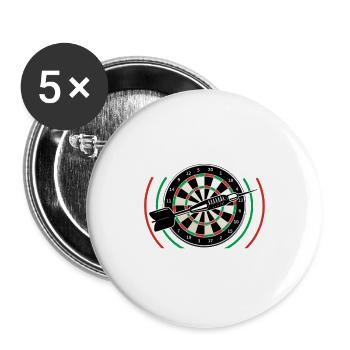 Dart darten Geschenk Dartscheibe Dartmeisterschaft - Buttons groß 56 mm (5er Pack) - Weiß - Vorne