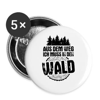 Forstwirt Wald Förster Vintage Geschenk - Buttons groß 56 mm (5er Pack) - Weiß - Vorne