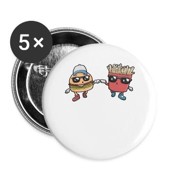 Burgers and fries kawaii - Buttons large 2.2''/56 mm (5-pack) - white - Front