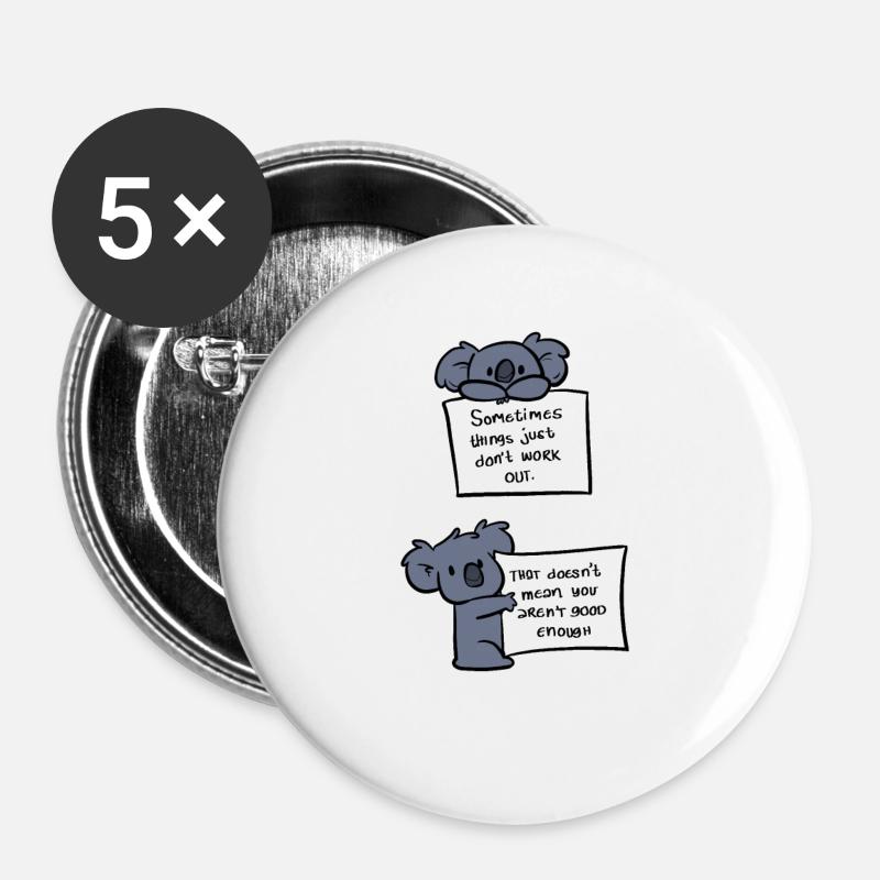 Du bist gut genug Optimistisch Geschenk - Buttons groß 56 mm (5er Pack) - Weiß