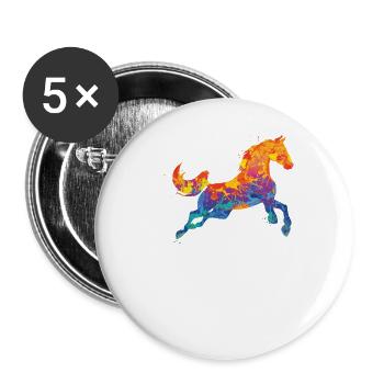 cheval - Lot de 5 grands badges (56 mm) - blanc - Devant