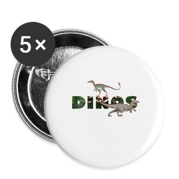 Dinosaure Dinos Tyrannosaurus Allosaurus - Lot de 5 grands badges (56 mm) - blanc - Devant