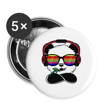 Rainbow Glasses Cool Panda - Headphones Over ear - Buttons large 2.2''/56 mm (5-pack) - white - Front