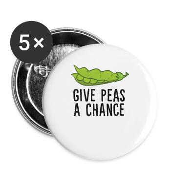 Donnez aux pois une chance Pois végétariens végétaliens - Lot de 5 grands badges (56 mm) - blanc - Devant