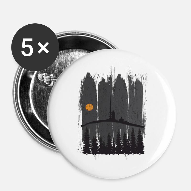 Harz Style - Brocken Forest Hiking Gift - Buttons large 2.2''/56 mm (5-pack) - white