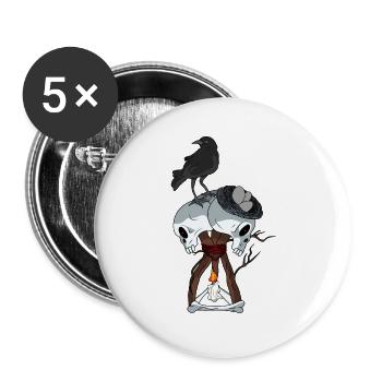 Skull hex Crow video game - Buttons large 2.2''/56 mm (5-pack) - white - Front