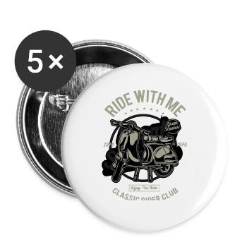 Scooters, ride with me - Awesome scooter rider Gif - Buttons large 2.2''/56 mm (5-pack) - white - Front