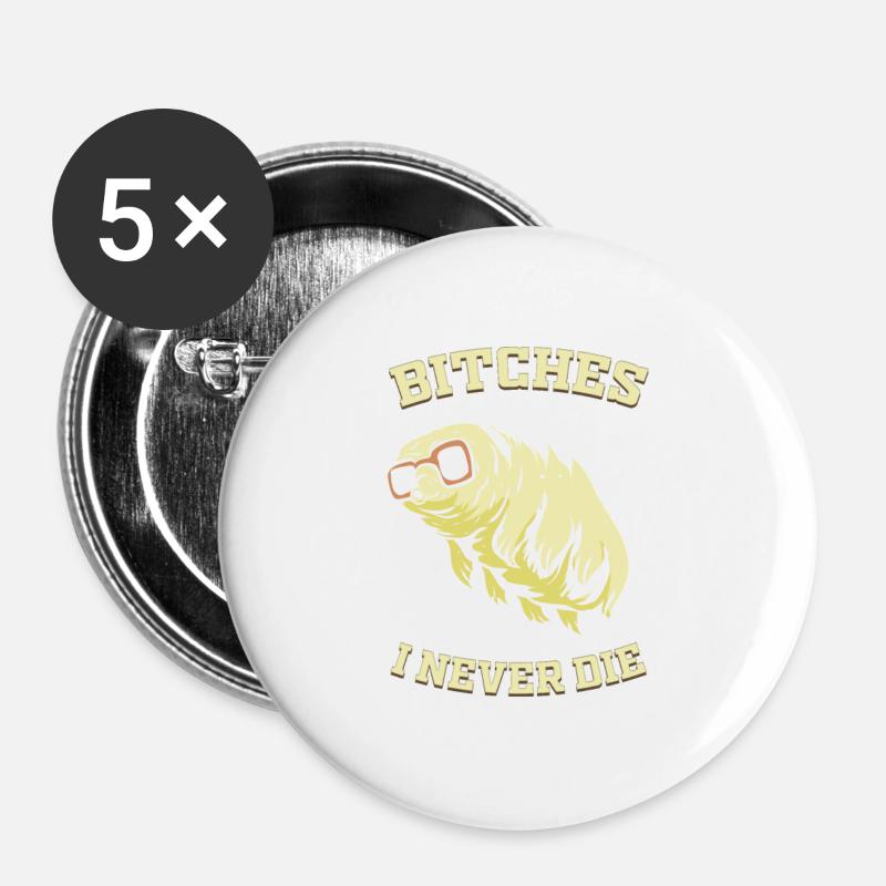 Tardigrade I Never Die Water Bear Microbiology - Buttons large 2.2''/56 mm (5-pack) - white