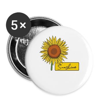 Autocollant Tournesol - Autocollant Fleur Jaune - Lot de 5 grands badges (56 mm) - blanc - Devant