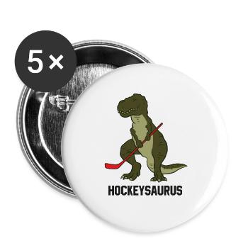 Hockey sur glace Dinosaure Hockey Garçon Enfants Hockey - Lot de 5 grands badges (56 mm) - blanc - Devant