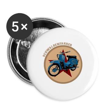 Schwalbe Simson Moped DDR Suhl KR51 Geschenk - Buttons groß 56 mm (5er Pack) - Weiß - Vorne