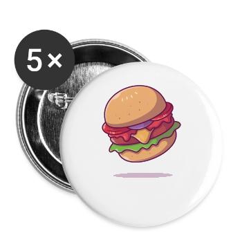 Cheeseburger Favorite Food Gift Idea - Buttons large 2.2''/56 mm (5-pack) - white - Front