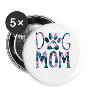 Dog Mom - Dog Mom - Dog Mom Flowers Pattern - Buttons large 2.2''/56 mm (5-pack) - white - Front