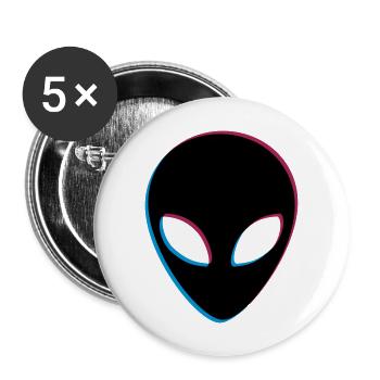 Alien 3D effect - Buttons large 2.2''/56 mm (5-pack) - white - Front