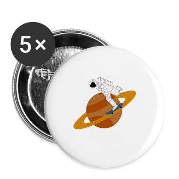 Astronaut Skateboard Saturn Ringe Weltall Geschenk - Buttons groß 56 mm (5er Pack) - Weiß - Vorne