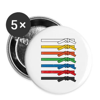Chemise de rang de ceinture de taekwondo cool - cadeau d'arts martiaux - Lot de 5 grands badges (56 mm) - blanc - Devant