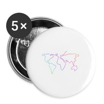World map line art holiday colorful continents gift - Buttons large 2.2''/56 mm (5-pack) - white - Front