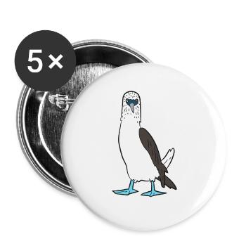 Netter Blauer Fuß Tölpel Vogel, Der Blauen Fuß - Buttons groß 56 mm (5er Pack) - Weiß - Vorne