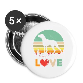 Chemise de chien de pointeur allemand rétro Love - - Lot de 5 grands badges (56 mm) - blanc - Devant