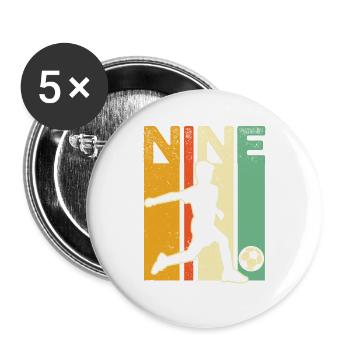 9. Geburtstag Fußballtrikot - 9 Jahre altes Fußballspiel - Buttons groß 56 mm (5er Pack) - Weiß - Vorne